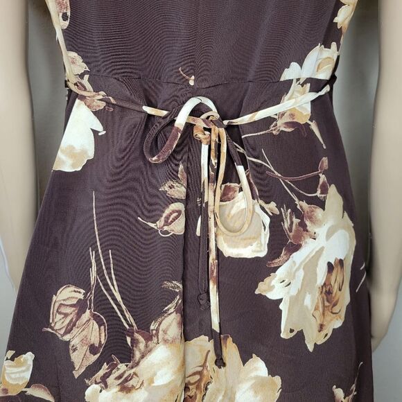 Vintage Joule polyester brown floral mini dress. - Picture 9 of 16